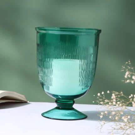 GLASSVISTA Green Glass Hurricane Medium